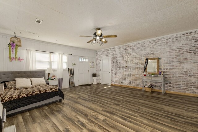 203 Greenmeadow Cir, Anderson, SC 29626 - sitting room featuring wood finished floors, a ceiling fan, and brick wall