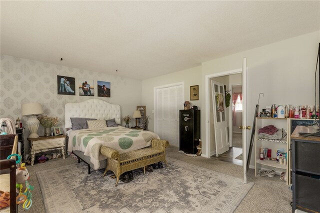203 Greenmeadow Cir, Anderson, SC 29626 - bedroom with carpet, a closet, and wallpapered walls