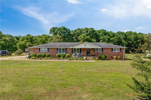 203 Greenmeadow Cir, Anderson, SC 29626 - single story home with a porch, a front lawn, brick siding, and driveway