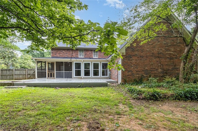 503 Columbine Ct, Easley, SC 29642 - rear view of house featuring a sunroom and brick siding