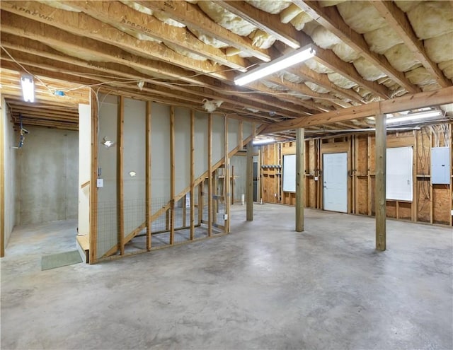 205 Washington Ave, Easley, SC 29640 - unfinished below grade area featuring electric panel and stairs