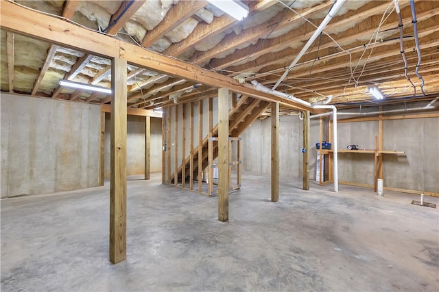 205 Washington Ave, Easley, SC 29640 - unfinished basement with stairway