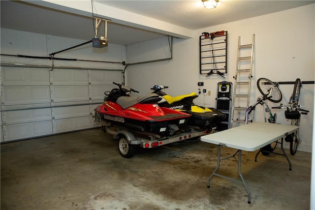 garage with a garage door opener