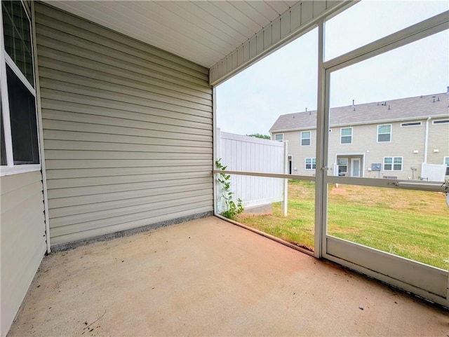 view of unfurnished sunroom