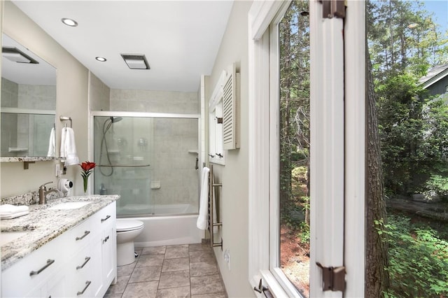 32 Par Harbor Way, Salem, SC 29676 - full bath with vanity, bath / shower combo with glass door, toilet, tile patterned flooring, and recessed lighting