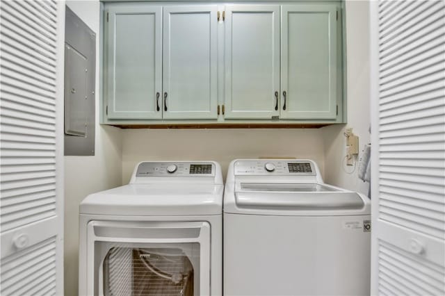 32 Par Harbor Way, Salem, SC 29676 - clothes washing area with washer and clothes dryer, cabinet space, and electric panel
