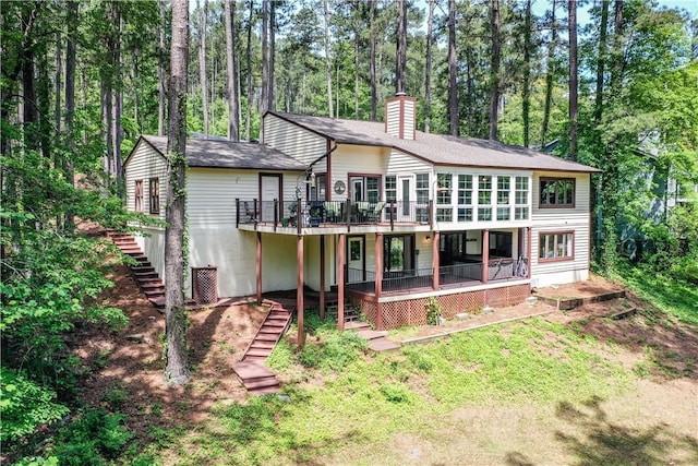 32 Par Harbor Way, Salem, SC 29676 - rear view of property with stairs, a chimney, and a deck