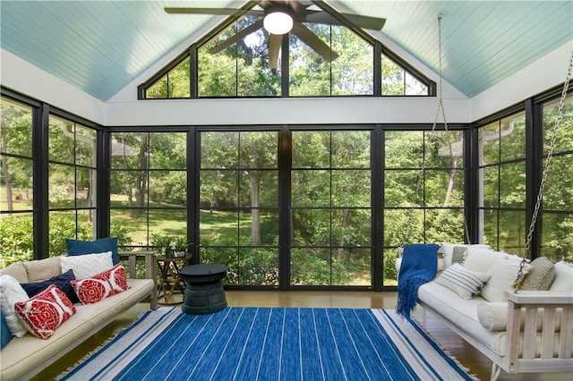224 Edgewood Dr, Seneca, SC 29678 - sunroom / solarium with an outdoor living space, a ceiling fan, and lofted ceiling