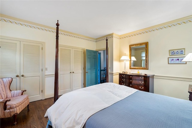 401 Berkshire Hl, Anderson, SC 29621 - bedroom with dark wood-type flooring and two closets