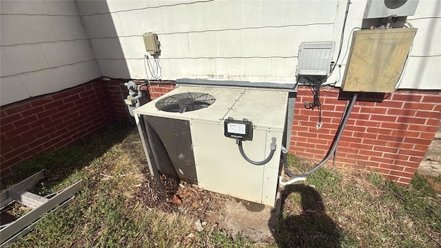 exterior view of central AC unit and gas meter