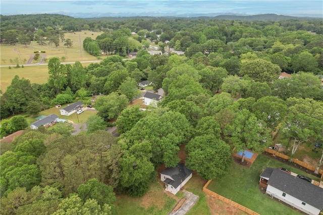 aerial overview of property's location with a forest