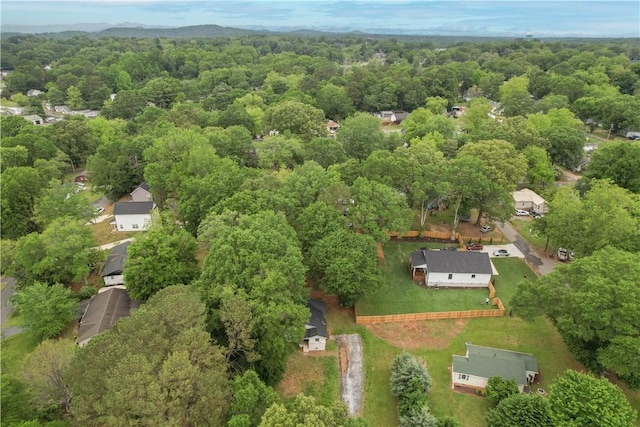 aerial view of a heavily wooded area