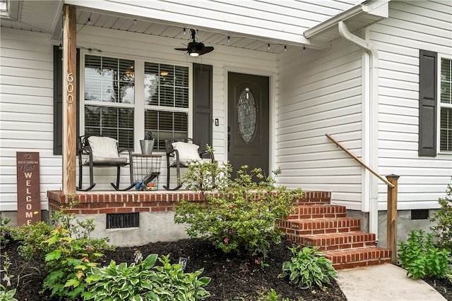 600 Brook St, Honea Path, SC 29654 - property entrance with a porch and a ceiling fan