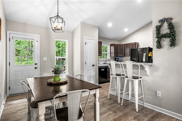 600 Brook St, Honea Path, SC 29654 - dining room with vaulted ceiling, light wood finished floors, plenty of natural light, recessed lighting, and a chandelier
