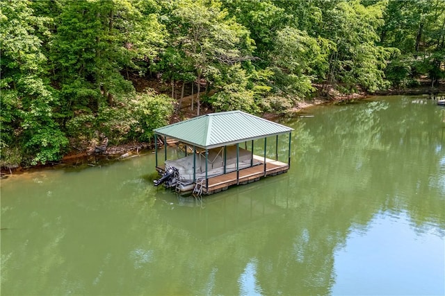 503 Greystoke Cv, Seneca, SC 29678 - dock area with a water view, a view of trees, and boat lift