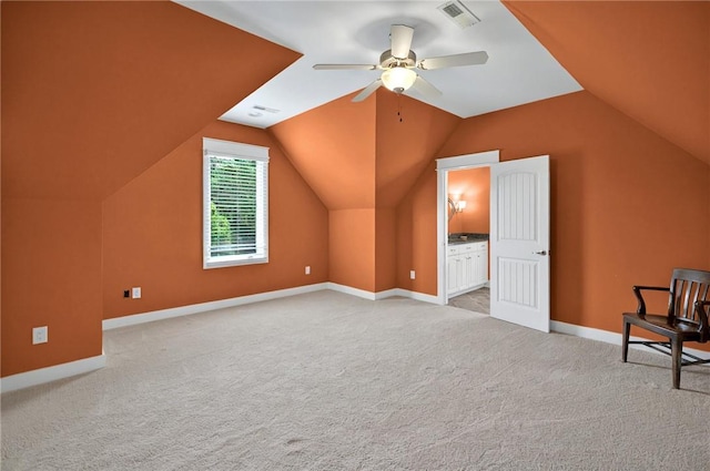 503 Greystoke Cv, Seneca, SC 29678 - additional living space featuring ceiling fan, carpet, lofted ceiling, and baseboards