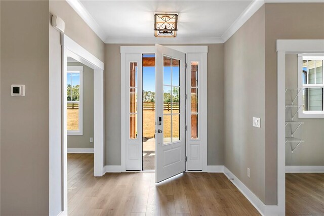 1004 Gaineswood Rd, Anderson, SC 29625 - entryway featuring light wood-style flooring, crown molding, and baseboards