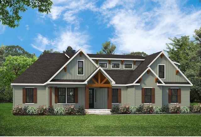 1004 Gaineswood Rd, Anderson, SC 29625 - view of front of home with board and batten siding, a front yard, and roof with shingles
