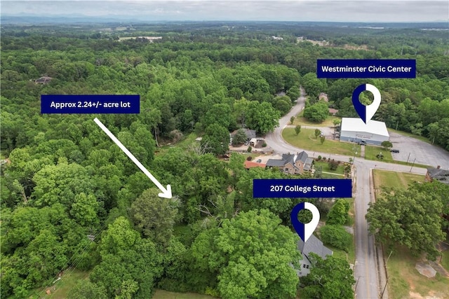 bird's eye view of a heavily wooded area