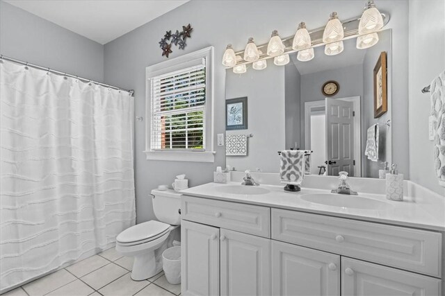 110 Red Maple Cir, Easley, SC 29642 - full bathroom featuring tile patterned flooring, double vanity, and a shower with curtain