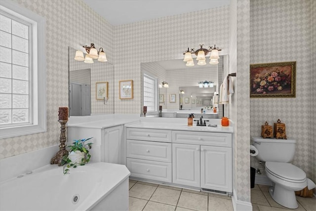 110 Red Maple Cir, Easley, SC 29642 - bathroom with tile patterned floors, a whirlpool tub, plenty of natural light, and vanity