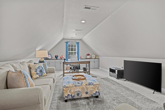 110 Red Maple Cir, Easley, SC 29642 - carpeted living room featuring lofted ceiling and a desk