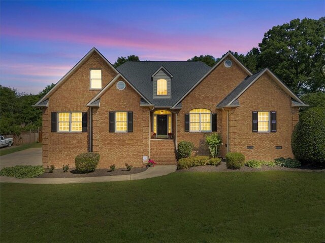110 Red Maple Cir, Easley, SC 29642 - traditional-style house featuring a front yard, brick siding, and crawl space
