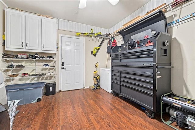 garage with refrigerator