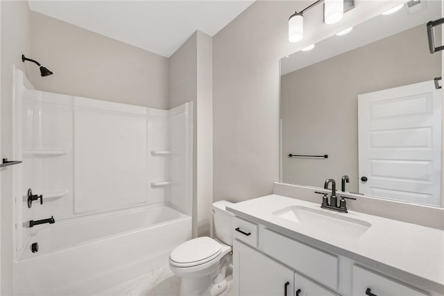 1002 Princeton Rd, Williamston, SC 29697 - full bathroom with toilet, vanity, shower / bath combination, and marble finish flooring