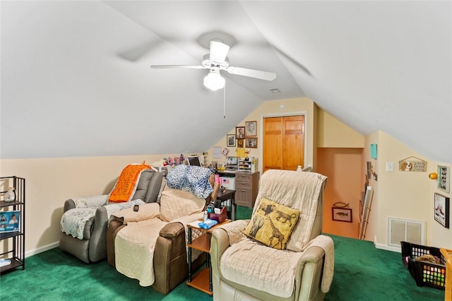 310 Fernwood Dr, Salem, SC 29676 - bedroom featuring carpet, lofted ceiling, ceiling fan, and baseboards