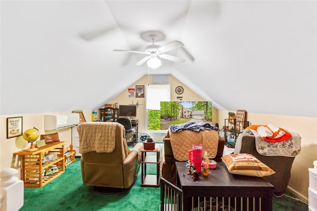 310 Fernwood Dr, Salem, SC 29676 - living area with carpet floors, ceiling fan, and vaulted ceiling