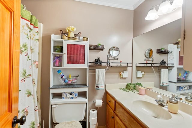 310 Fernwood Dr, Salem, SC 29676 - bathroom featuring toilet, vanity, and ornamental molding