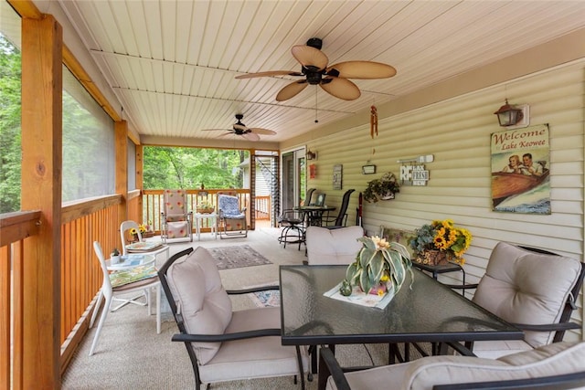 310 Fernwood Dr, Salem, SC 29676 - sunroom with ceiling fan, an outdoor hangout area, and outdoor dining area