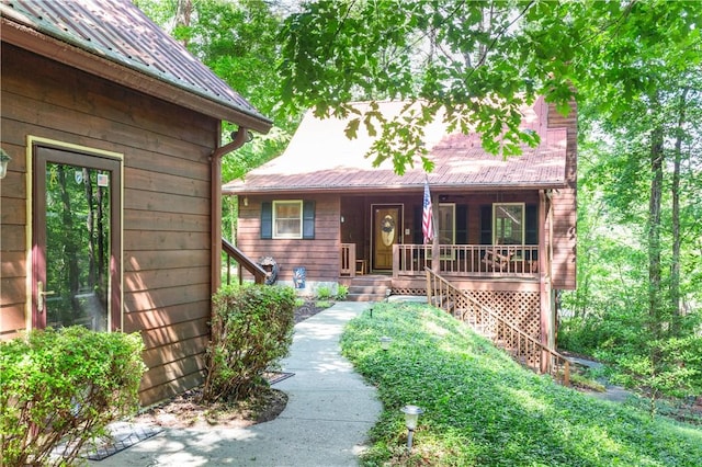 238 Jenkins Mill Dr, Westminster, SC 29693 - view of front of property featuring stairway, a porch, and metal roof