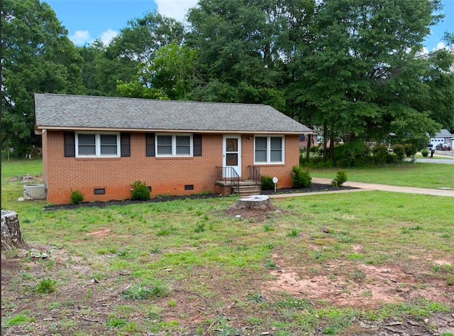 105 Sugar Pine Rd, Anderson, SC 29626 - ranch-style house with crawl space, brick siding, a front yard, and a shingled roof