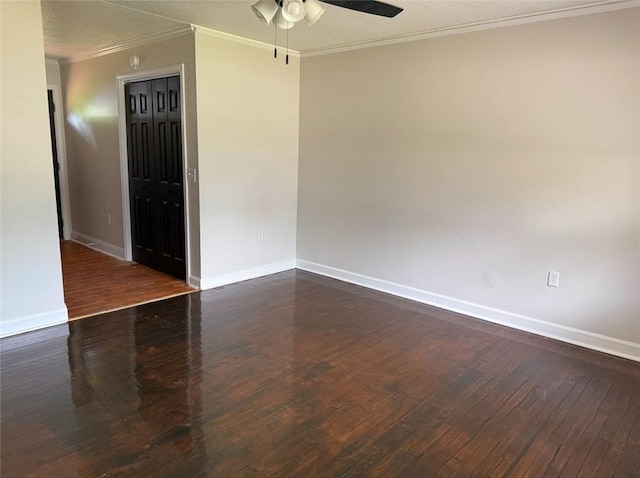 105 Sugar Pine Rd, Anderson, SC 29626 - empty room with ornamental molding, a ceiling fan, hardwood / wood-style flooring, and baseboards