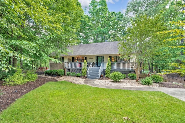 345 Oconee Ave, Westminster, SC 29693 - ranch-style home with a porch, a front yard, and stairs