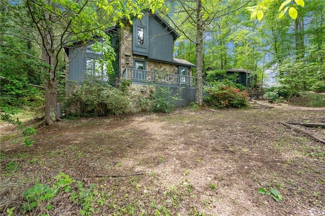 view of yard with a deck