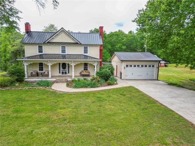 371 Store Rd, Easley, SC 29640 - view of front of house featuring a chimney, a front lawn, and metal roof