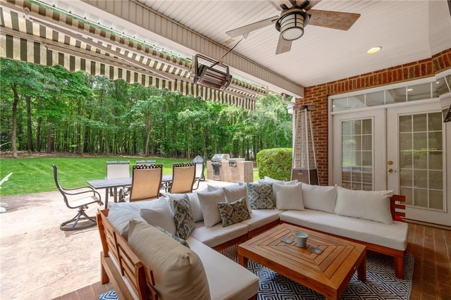 103 Crepe Myrtle Ln, Anderson, SC 29625 - view of patio with outdoor dining space, an outdoor living space, ceiling fan, and french doors