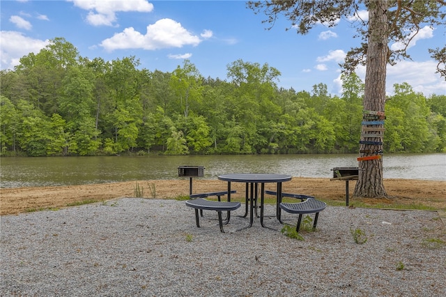 103 James Lake Way, Easley, SC 29642 - view of patio / terrace with a wooded view and a water view