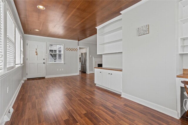 117 Henry Ave, Anderson, SC 29625 - entryway with dark wood-style flooring, wooden ceiling, baseboards, and recessed lighting