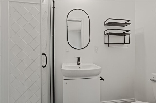 117 Henry Ave, Anderson, SC 29625 - bathroom with toilet, vanity, and a shower stall