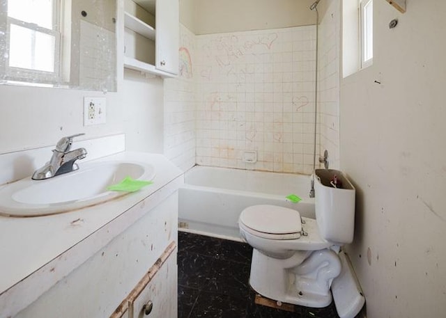 4709 Mcdonald Ave, West Columbia, SC 29172 - bathroom featuring toilet, vanity, and shower / washtub combination