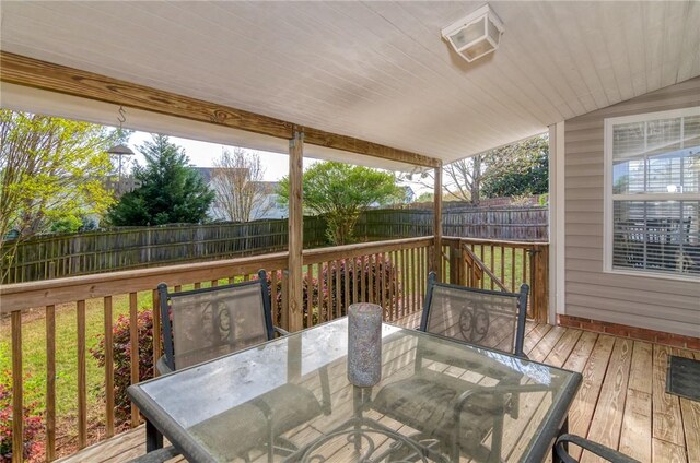 606 Greening Dr, Simpsonville, SC 29681 - deck with a fenced backyard and outdoor dining area