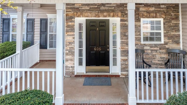 606 Greening Dr, Simpsonville, SC 29681 - view of exterior entry with stone siding