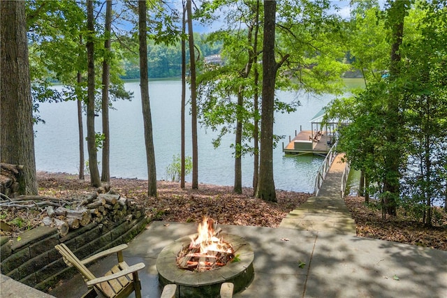 117 W Waters Edge Ln, West Union, SC 29696 - dock area with a water view and an outdoor fire pit