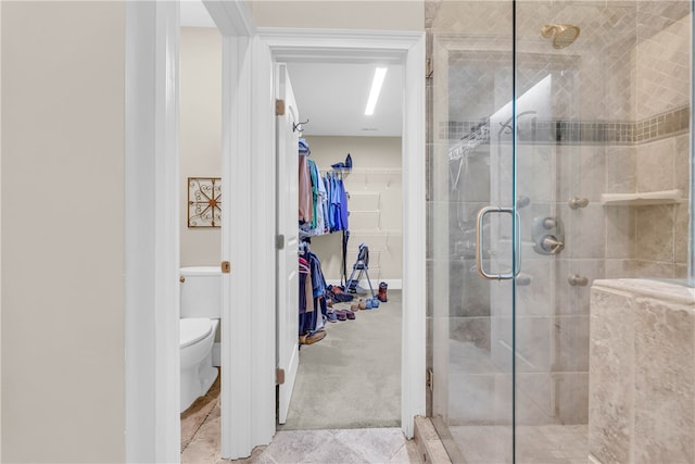 117 W Waters Edge Ln, West Union, SC 29696 - full bath with a stall shower, a spacious closet, toilet, and tile patterned floors