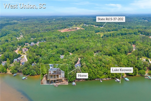 117 W Waters Edge Ln, West Union, SC 29696 - drone / aerial view of a heavily wooded area and a nearby body of water