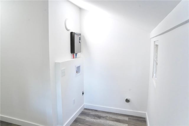 221 Foster St, Anderson, SC 29625 - clothes washing area with hookup for a washing machine, wood finished floors, and baseboards